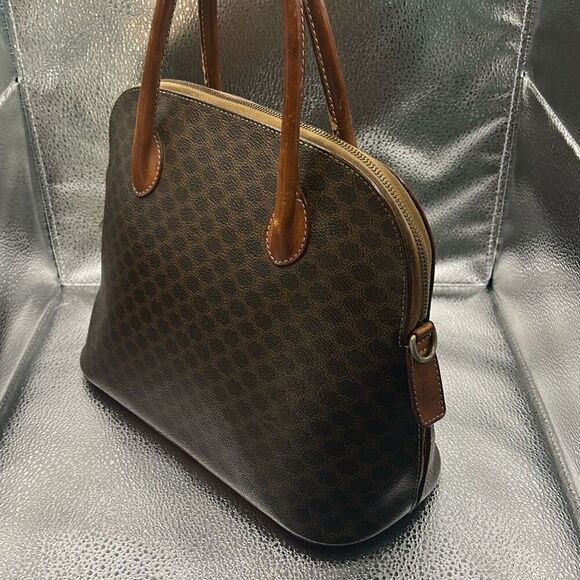 Celine Alma Top Handle Shoulder Bag Brown Triomphe Signature Logo Print - Picture 3 of 15